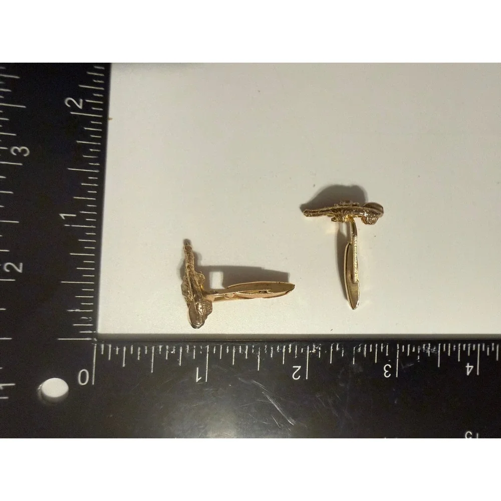 Vintage Gold Tone Rhinestone Teardrop Cufflinks Textured Mid Century Formal Wear